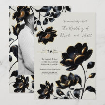 Boda floral negro y dorado beige