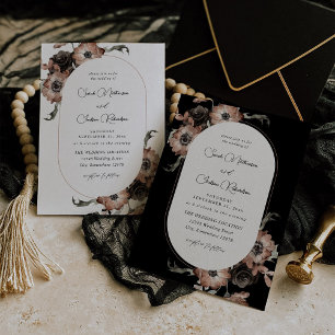 Invitación Boda floral negro y natural