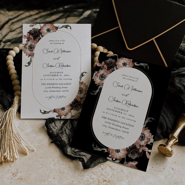 Invitación Boda floral negro y natural (Subido por el creador)