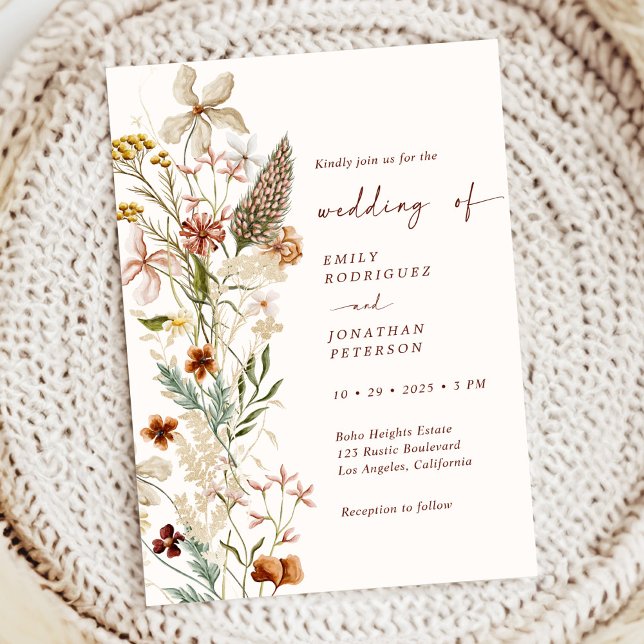 Invitación Boda floral neutra de la Rústica del Boho (Subido por el creador)