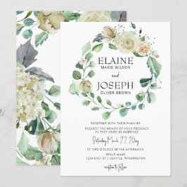 Invitación Boda floral neutra y botánico de aire rústico