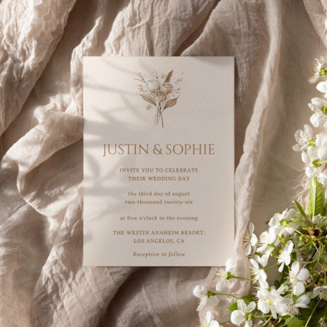 Invitación Boda floral neutral minimalista boho elegante (Subido por el creador)
