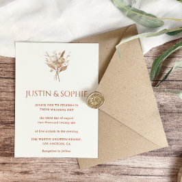Invitación Boda floral neutral minimalista elegante boho