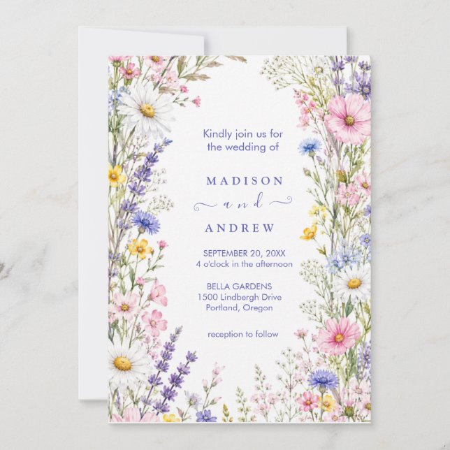 Invitación Boda Floral Neutral Rústica (Anverso)
