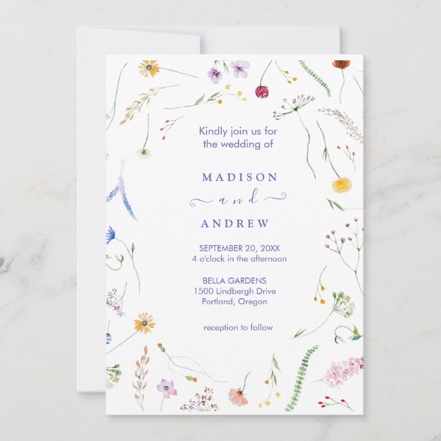 Invitación Boda Floral Neutral Rústica (Anverso)
