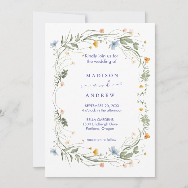 Invitación Boda Floral Neutral Rústica (Anverso)