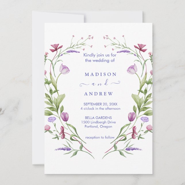 Invitación Boda Floral Neutral Rústica (Anverso)