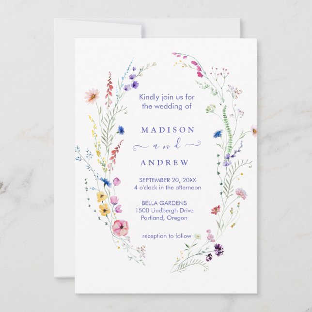 Invitación Boda Floral Neutral Rústica (Anverso)
