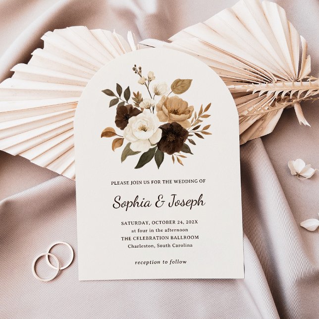 Invitación Boda floral neutral y marrón (Subido por el creador)