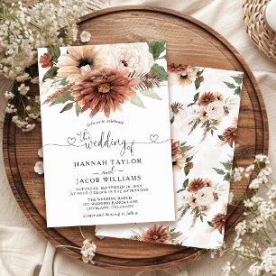 Invitación Boda floral neutro de Boho ruso