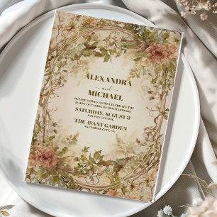 Invitación Boda floral neutro de la Tierra Bohemia