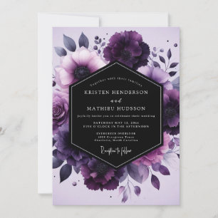 Invitación Boda Floral Nocturna de Amatista