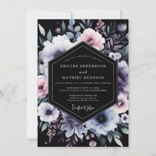 Invitación Boda Floral Nocturna de Periwinkle