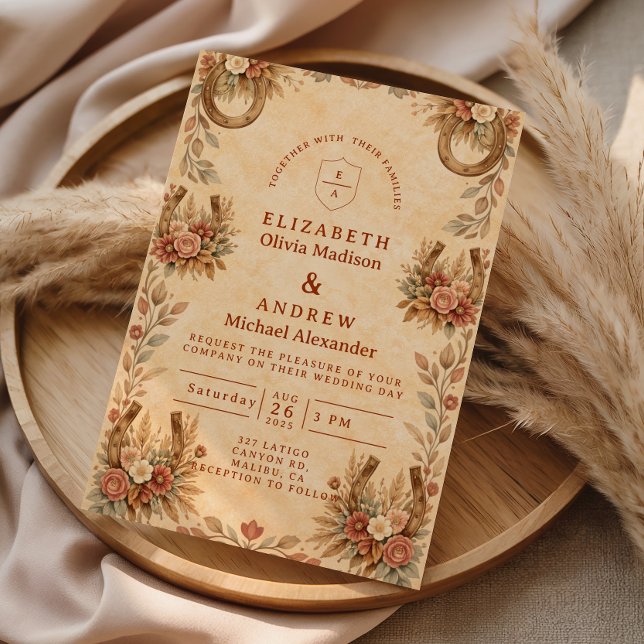 Invitación Boda floral occidental de terracota (Subido por el creador)