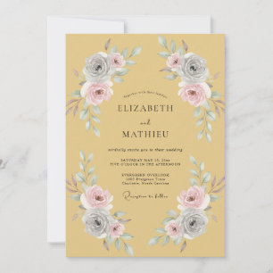 Invitación Boda Floral Ochre Florecimiento Rubor