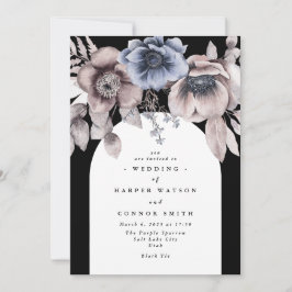 Invitación Boda floral Onyx de invierno de Black Arch Eventio