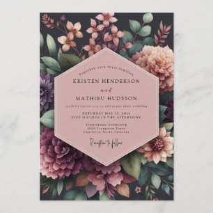 Invitación Boda floral opulenta de ciruela