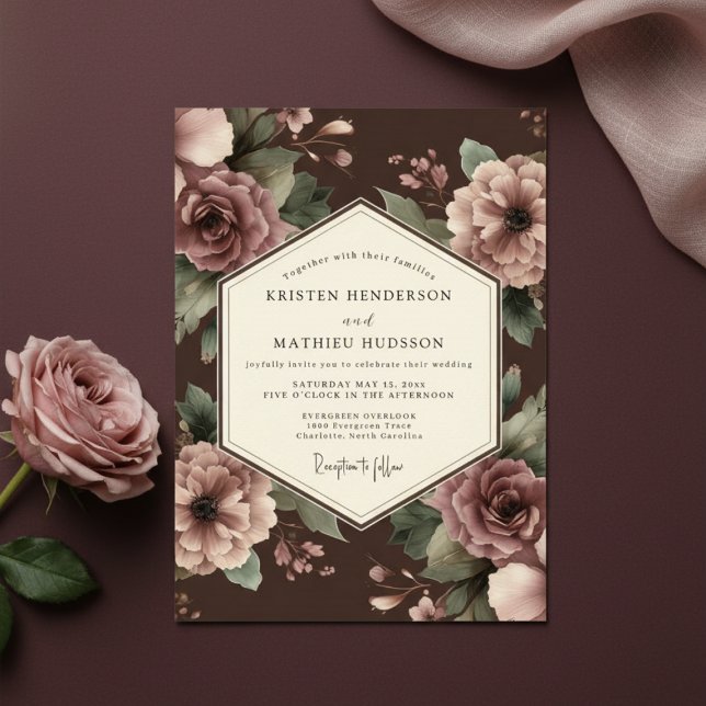Invitación Boda Floral Opulenta de Ciruela Profunda (Subido por el creador)
