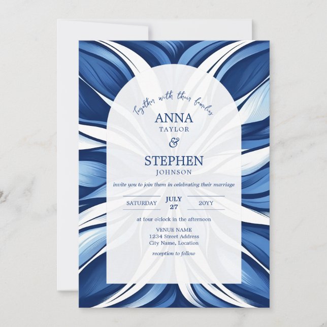 Invitación Boda Floral Orgánica Blue Bliss (Anverso)