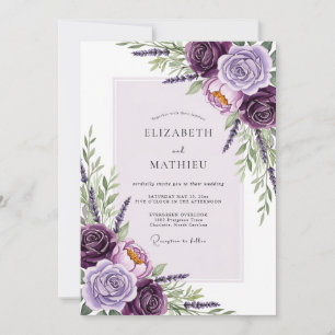 Invitación Boda floral ornamentada de lila