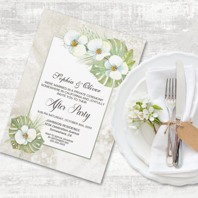 Invitación Boda Floral Orquídea Blanca Tropical Después Del F (Subido por el creador)
