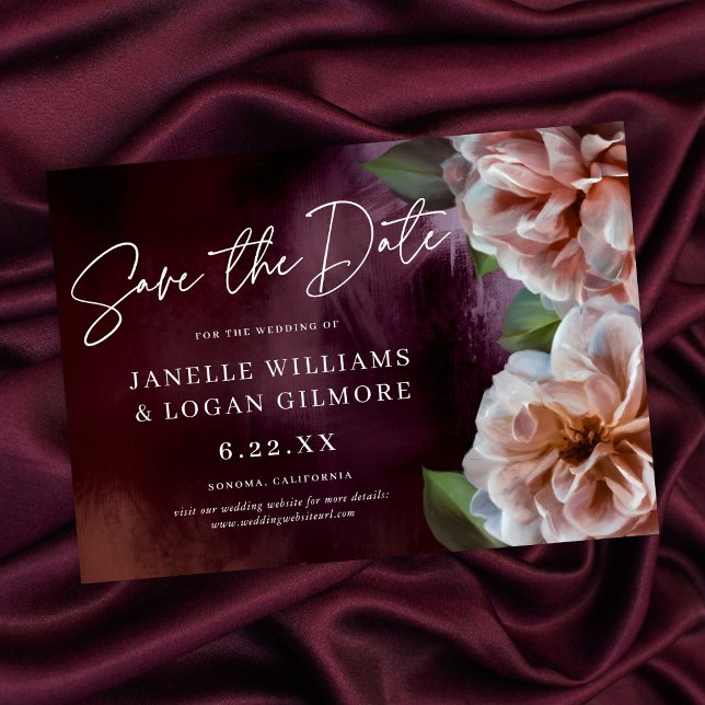 Invitación Boda floral Oscura + Moody Rústica Salva La Fecha (Subido por el creador)