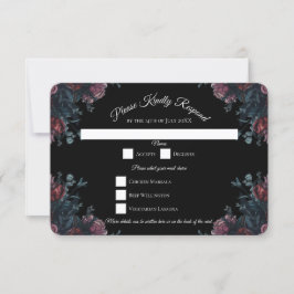 Invitación Boda floral oscuro Gothic Black Elegant