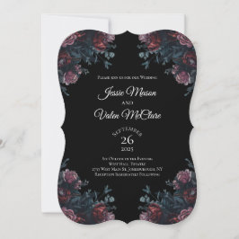 Invitación Boda floral oscuro Gothic Black Elegant