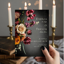 Boda floral oscuro y elegante