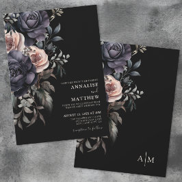 Invitación Boda floral oscuro y elegante