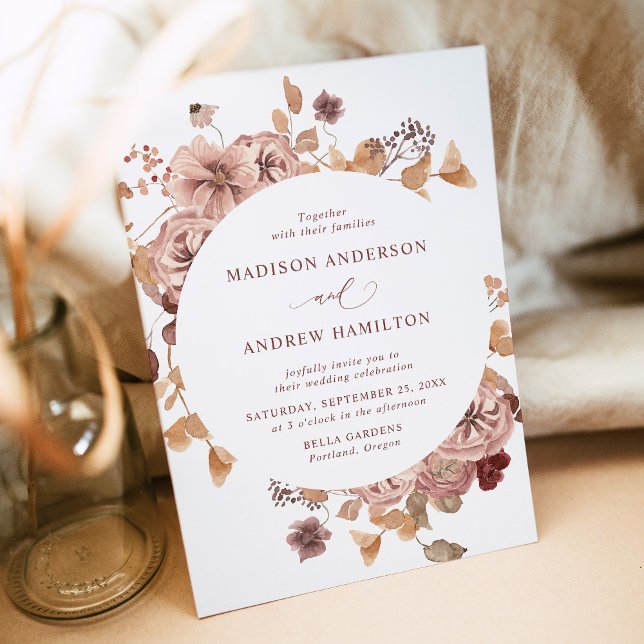 Invitación Boda floral otoñal romántico (Subido por el creador)