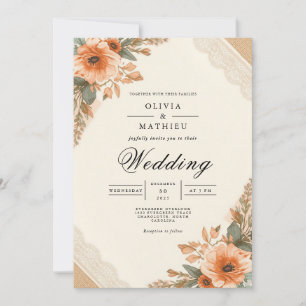 Invitación Boda floral otoñal ruso