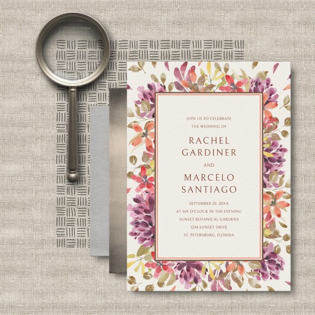 Invitación Boda floral otoñal tropical (Subido por el creador)