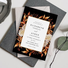 Invitación Boda Floral Otoño Beige 2 - Negro