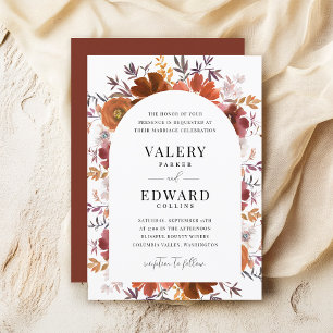 Invitación Boda floral otoño elegante Boho