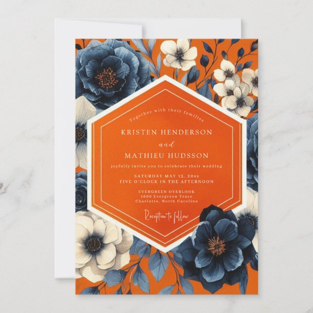 Invitación Boda Floral Otoño Floral Marina (Anverso)