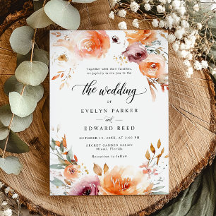 Invitación Boda floral otoño Moda del Boho botánico rústico