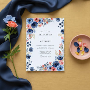 Invitación Boda Floral Painter Naval