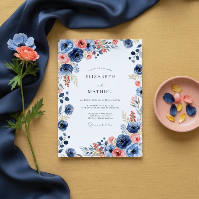 Invitación Boda Floral Painter Naval (Subido por el creador)