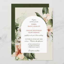 Invitación Boda floral pastel de hibiscus boho