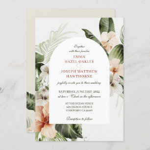 Invitación Boda floral pastel de hibiscus boho
