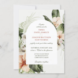 Invitación Boda floral pastel de hibiscus boho