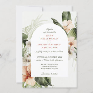 Invitación Boda floral pastel de hibiscus boho