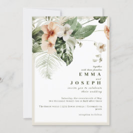 Invitación Boda floral pastel de hibiscus boho
