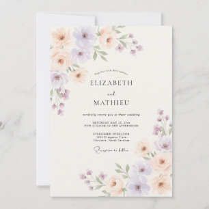 Invitación Boda floral pastel de lavanda