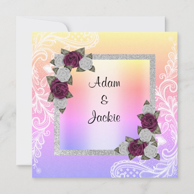 Invitación Boda floral pastel encaje nuevo (Anverso)