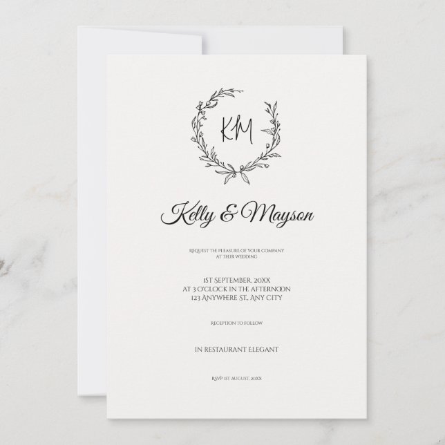 Invitación Boda floral Pastel minimalista (Anverso)