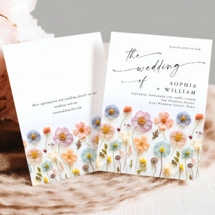 Invitación Boda Floral Pastel Pink Boho Wildflowers