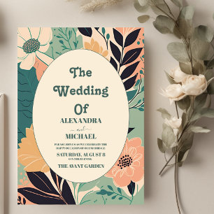 Invitación Boda Floral Pastel Retro Colorido
