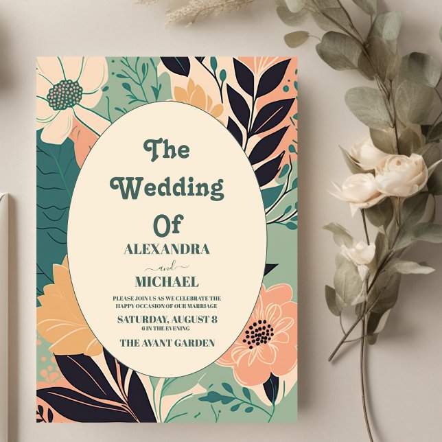 Invitación Boda Floral Pastel Retro Colorido (Subido por el creador)